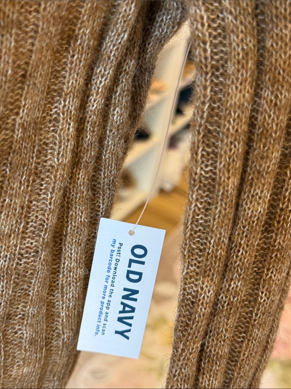 Old Navy Brown Ribbed Tie-Front Ruffle Cardigan - Picture 3 of 5